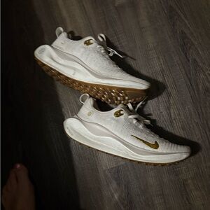 Nike White and Gold Athletic Shoes